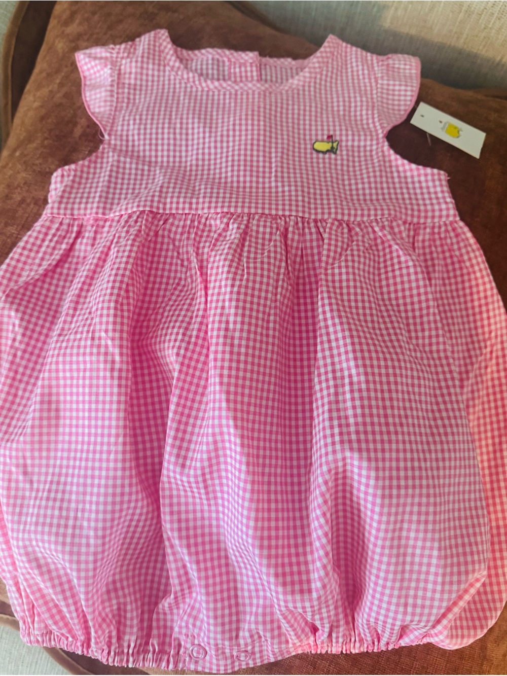Masters Pink Gingham Ruffle One-Piece - Picture 4 of 4